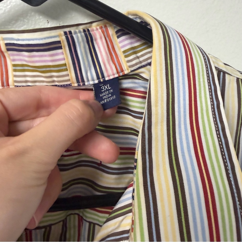 Robert Graham Vertical Stripe Embroidered Multicolor Button Down Shirt Size 3XL - Picture 3 of 7